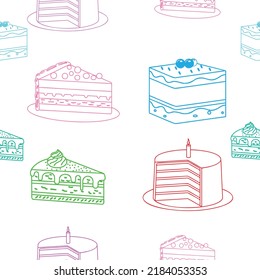 cake seamless pattern line art