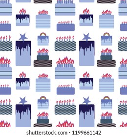 Cake seamless pattern for your design. Birthday background 