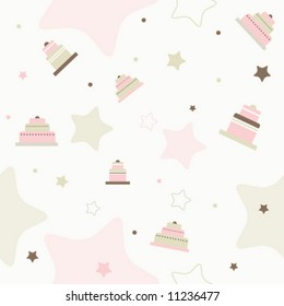 Cake seamless vector pattern