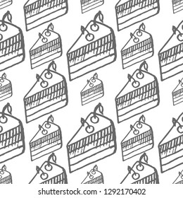 cake seamless vector pattern isolated on white background