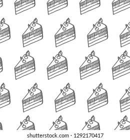 cake seamless vector pattern isolated on white background