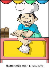 un vendedor de pasteles pide el pago