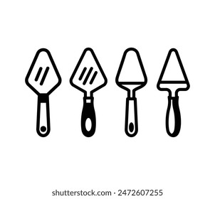 cake server kitchen icons symbol sign vector design flat black white colors illustration collections sets