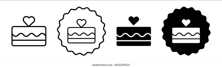 Kuchen in schwarz-weißer Farbe. Einfache flache Kuchen-Vektorgrafik