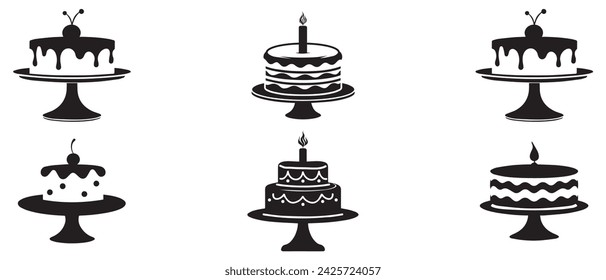 Cake set collection flora design vector art.