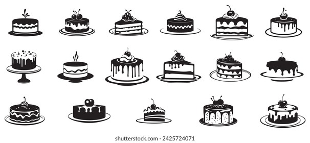 Cake set collection flora design vector art.