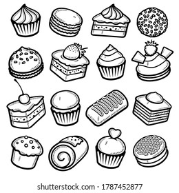 Cake set. Collection icon cake. Vector