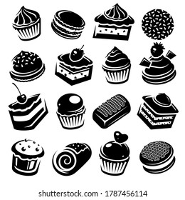 Cake set. Collection icon cake. Vector