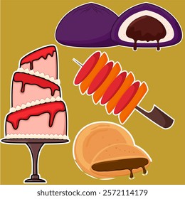 Cake set Collection icon cake Vector