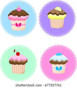 cake set delicious vector