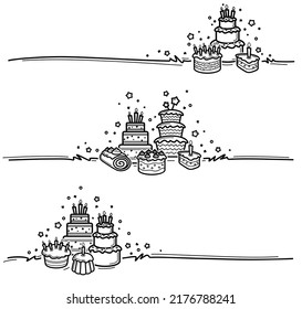 Cake set. Elements and icons collection cake. Vector