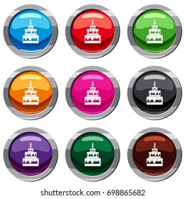 Cake set icon isolated on white. 9 icon collection vector illustration
