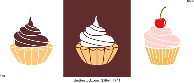 Cake set. Isolated cake on white background