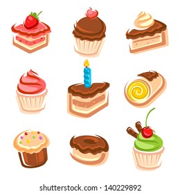 Cake set. Vector