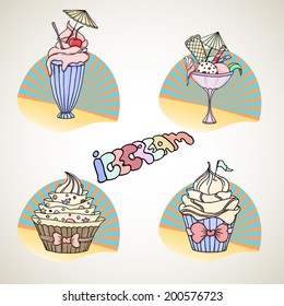 cake set Vector illustration can be used for website background and greeting cards or cover decoration