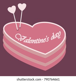 a cake in the shape of a heart for Valentine's day