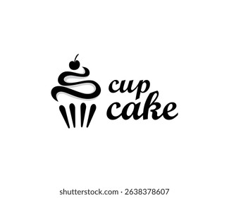 cake shop and bakery logo, abstract cupcake with cream forming the letter s, logo design template