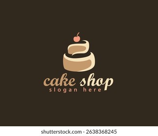 cake shop and bakery logo, birthday cake with berries on top, logo design template
