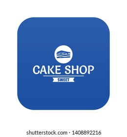 Cake shop icon blue vector isolated on white background