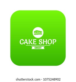 Cake shop icon green vector isolated on white background