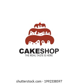 Cake shop icon logo design vector template