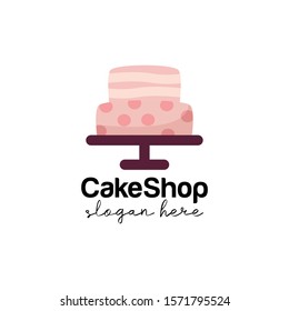 Cake Shop Logo Design. Baking and Bakery House Emblem Vector
