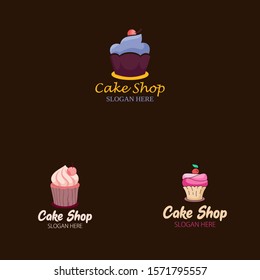 Cake Shop Logo Design. Baking and Bakery House Emblem Vector