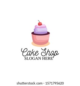 Cake Shop Logo Design. Baking and Bakery House Emblem Vector