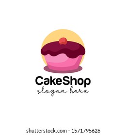 Cake Shop Logo Design. Baking and Bakery House Emblem Vector