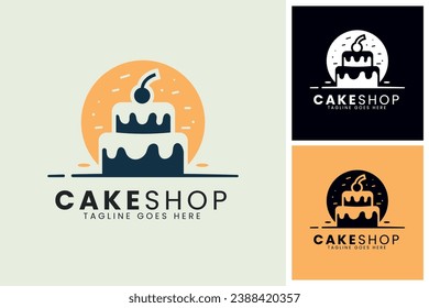 Cake Shop logo design, cake brand icon design