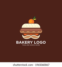 Cake shop logo with mustache design concept