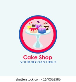 Cake Shop logo template design vector. Illustration set of cake.