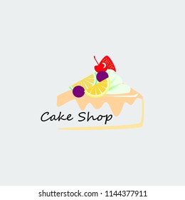 Cake Shop logo template design vector. Illustration of cake slice.
