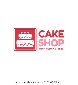 Cake Shop Logo Template for your business, shop, restaurant, cafe, and many more. in square shape concept design