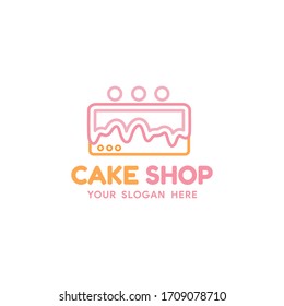 Cake Shop Logo Template for your business, shop, restaurant, cafe, and many more. in line cake concept design