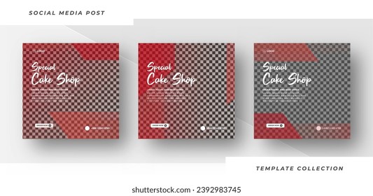 Cake shop menu banner social media post template design. Suitable for Social Media Post Restaurant menu banner social media post.