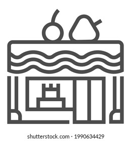 Tienda de pasteles, icono de vector de línea cuadrada