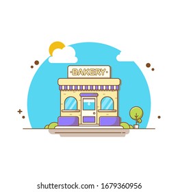 Cake Shop Vector Icon Illustration. Building And Landmark Icon Concept Cream Isolated. Flat Cartoon Style