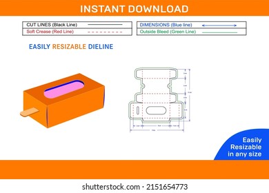 Caja de falda de torta con plantilla de corte de trozos de ventana y diseño de caja 3D