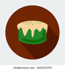 Cake sign icon isolated on brown background