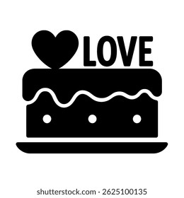 Valentine’s Cake Silhouette Design vector representing love and affection, perfect for Valentine's Day concepts.