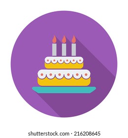 Cake. Single flat color icon. Vector illustration.