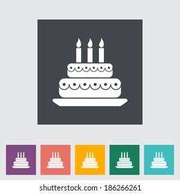 Cake. Single flat icon on the button. Vector illustration.