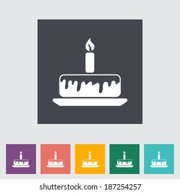 Cake. Single flat icon on the button. Vector illustration.