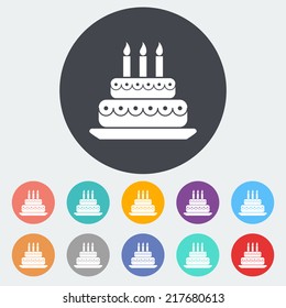 Cake. Single flat icon on the circle. Vector illustration.