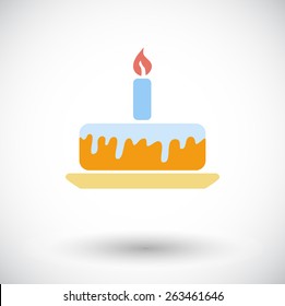 Cake. Single flat icon on white background. Vector illustration.