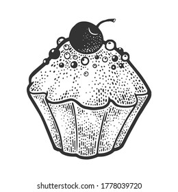 Kuchenskizze, die Vektorgrafik graviert. T-Shirt Bekleidungsdesign. Scratch-Board-Imitation. Schwarz-Weiß, handgezeichnet.