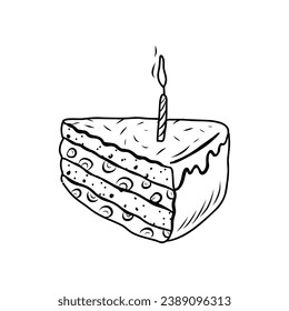 Cake sketch. hand drawn Cake outline illustration. Cake black and white vector drawing. Cake isolated on white background. vector illustration. wedding or birthday cakes line art drawing.