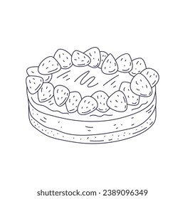 Cake sketch. hand drawn Cake outline illustration. Cake black and white vector drawing. Cake isolated on white background. vector illustration. wedding or birthday cakes line art drawing.