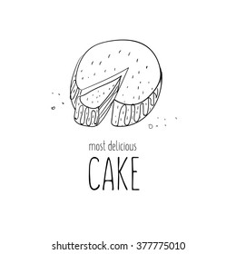 Cake sketch. Logo or illustration.